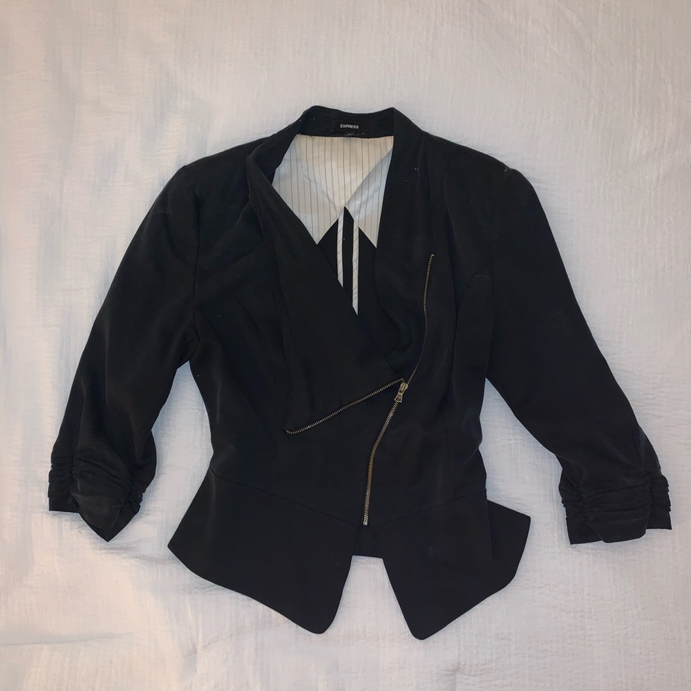 Grayish/Blackish Express Side Zip Blazer